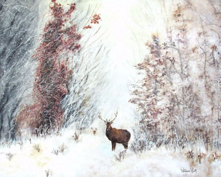 Snowy Deer by Patricia Roth