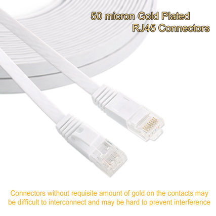 Cat 6 Ethernet Cable 50 ft White - Flat Internet Network LAN Patch Cords – Solid Cat6 High Speed Computer Wire with Clips from 10 Limited